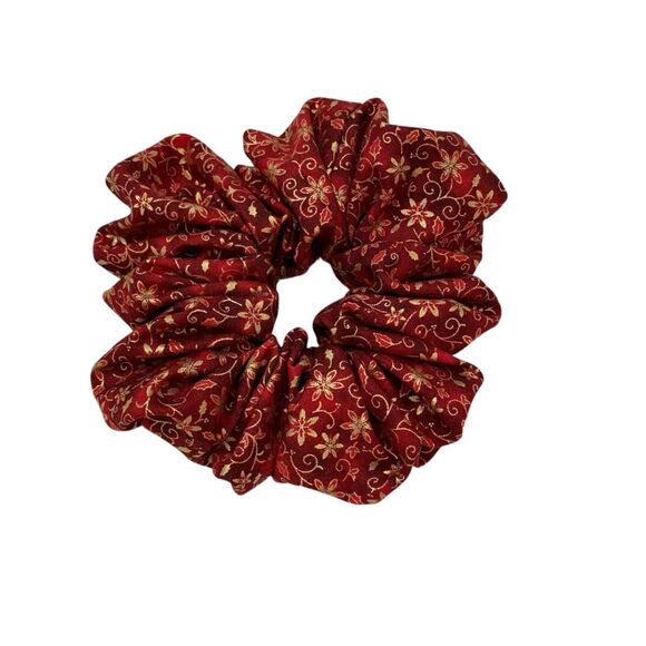 Christmas Hair Scrunchie. Christmas Print. Multicolor . Medium. Holiday. Party. - Picture 1 of 6